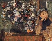 Germain Hilaire Edgard Degas A Woman with Chrysanthemums oil painting reproduction